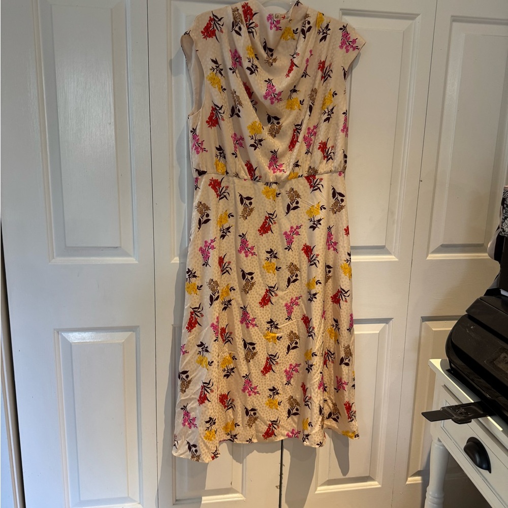 Ann Taylor Floral Dress - Cream, Pink, Yellow, Brown